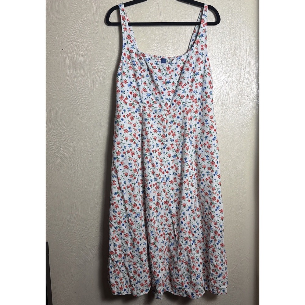 Old Navy Linen Blend Floral Midi Sundress Large Cottagecore Smocked Romantic